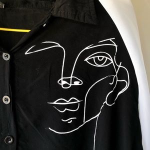 Line Art Face Blouse